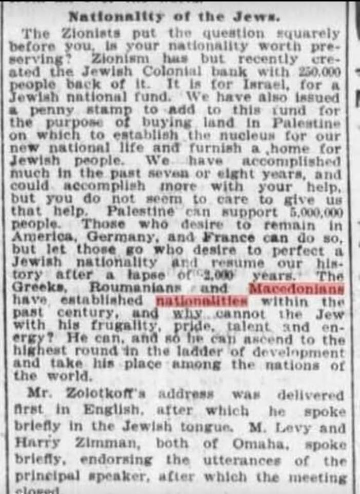 1905.11.14_Omaha Daily Bee newspaper, Nebraska – Nationality of the Jews 1905.11.14_Omaha Daily Bee newspaper, Nebraska - Nationality of the Jews